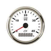 Tachometer - White Dial, Chromium Bezel, 0 - 4000 RPM, 9 - 32V