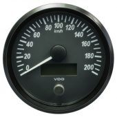 VDO A2C3832840030 - SingleViu Speedometer 200 Km/h Black 100mm White Lighted w/ Red Pointer