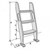 Companionway Ladder 2 Steps Height 72 cm