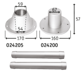 Allpa Aluminum Pedestal, Removable, H=700mm, Ø55mm
