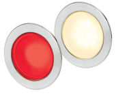 Hella EuroLED 95, Gen 2, Stainless Steel Ring, Warm White/Red, 95mm, Round