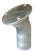 Allpa Stainless Steel Deck Entries 'Fuel', Hose Connection Ø38mm, Flange Ø76mm, 30° Model