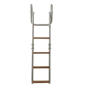 Stainless Steel Platform Ladder - 4 Wooden Steps