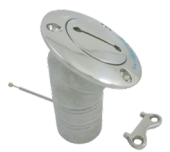 Allpa Stainless Steel Deck Entries 'Water', Hose Connection Ø38mm, Flange Ø76mm, 30° Model
