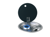 Allpa Airxcel Round Gas Hob Unit 1 Burner Complete With Tempered Smoked Glass Lid, Ø340x80mm