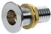 Osculati Chromed Brass Skin Fitting with Flat Head and Hose Connector