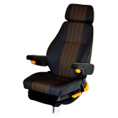 Helmsman's Seat Lehar XL Fabric Grey+Yellow Striping Without Base
