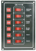 Allpa Aluminum Circuit Panel, 12v, 125x115mm, 4-Position (Lighted), 5a Glass Fuses