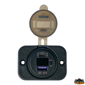 Trem L0648060 - Power Socket With Double USB A+C And Voltmeter Black Colour