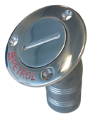 Allpa Stainless Steel Deck Entries 'Petrol', Hose Connection Ø38mm, Flange Ø76mm, 30° Model
