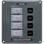 Blue Sea 4320 - Panel Switch H2O CB 4pos Grey (replaces 4320B-BSS)