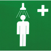 Emergency Shower Location Identification Sticker, Soft PVC, Green & White