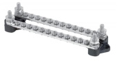 BEP Marine Bus Bar Double 12x4mm Screw Terminal 2x6mm Input Stud 100A No Covers (Bulk) Packaged Per 6