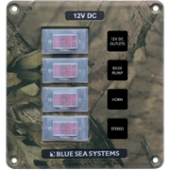 Blue Sea 4323 - Panel Switch H2O CB 4pos Camo (replaces 4323B-BSS)