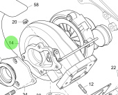 Steyr Z002685-0 - Turbo 166 Assembly with Painted Air Cleaner Head for MO166M28 and MO126M28 Engines
