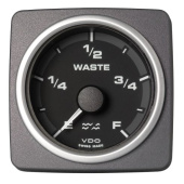 VDO A2C59501928 - Veratron 52mm (2-1/16") AcquaLink Waste Water Gauge Empty/Full - Black Dial & Bezel