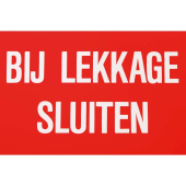 Marine Close in Case of Leakage Safety Instruction Sticker, Dutch, Soft PVC, 150×100 mm