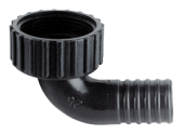 Allpa Plastic 90° Connection, 1-1/4", With Rectangular Hose Connection Ø25mm