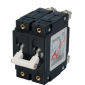 Blue Sea 7258B - Double Pole Toggle Circuit Breaker White C Series 100 A Bulk