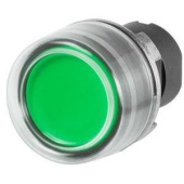Elfin Round Push Button Green With Rubber Cap