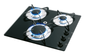 Allpa Airxcel Gas Hob Unit With Thermic Glass-Plate, 420x370x80mm, Burners: 1x Small/1x Medium/1x Large