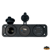 Trem L0612080 - Voltmeter Ammeter Digital Cigarette Lighter Socket And USB A+USB C Black Colour