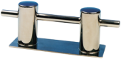 Stainless Steel Double Bollard With Base, M10 Bolt Mount, Ø50mm, 240x80x110mm, Stock 300mm (Hole Spacing: 160mm)