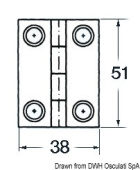 Osculati 38.821.01 - Stainless Steel Rectangular Hinge 4 Bushing 51x38 mm