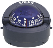 Ritchie Compass 'Explorer S-53G', 12V, Binnacle Mount Compass, Dial Ø69,9mm/5°, Grey