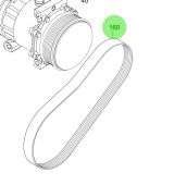 Steyr 2200802-0 - Poly V-Belt L=870 4 Rib for M160068 Engines