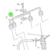 Nanni Diesel 970142111 - Cylinder 2 Fuel Line for 2.40HE Engines