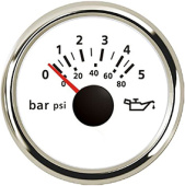 Uflex 62016SK - Ultra White SS Oil Pressure Gauge 0-5 Bar