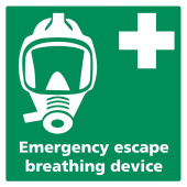Marine Emergency Escape Breathing Device (EEBD) Location Sticker with Text, Soft PVC, 150×150 mm