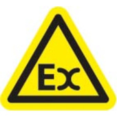 Marine Ex (ATEX) Explosive Atmosphere Warning Sticker, Soft PVC, Triangular 50×50×50 mm