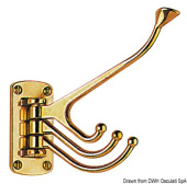 Osculati 38.205.00 - Polished Brass 4-Hook Coat Hanger 81x39 mm