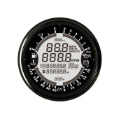 6 In 1 Instrument - Black Dial, Black Bezel, 12V