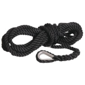 Gleistein Black 3-Strand Polyester Mooring Line with Stainless Steel Thimble