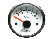 Wema 110677 - Silverline Oil Pressure Gauge White 10bar