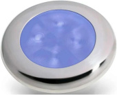 Hella Slim-Line Round Courtesy Light, Blue, 12v LED, Stainless Steel Polished Rim, Ø72mm