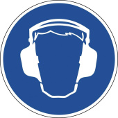 Marine Hearing Protection Must Be Worn Safety Sticker, Earmuff Symbol, Soft PVC