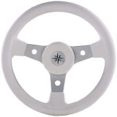 Allpa 3-Spoke Wheel 'Delfino' Silver Aluminum With White Vinyl Rim, Ø340mm, Depth 95mm