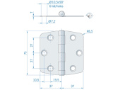 Hinge Stainless steel ROCA 74 x 75mm