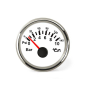 Hollex Oil Pressure Gauge White/Stainless Steel 9-32V 0-10 Bar