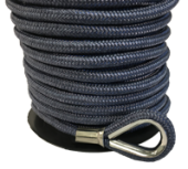 Allpa Leaded Polyester Anchor Rope, 14mmx40m, Leaded Part=15m, Stainless Steel Thimble, Dark Blue (Breaking Load 1650kg)