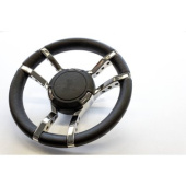 Gussi Italia 30113561RE 011R Stainless Steel And Black Leather Steering Wheel ø350 mm