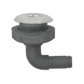 Allpa Plastic 90° Skin Fitting With Stainless Steel Flange, Ø1-1/8"X29mm, L=95mm, Flange Ø48mm
