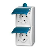 Wall Socket Turqoise Double Vertical