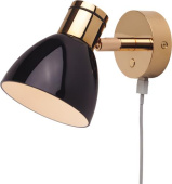 Prebit LED Wall Lamp R1-2 D2W With USB-C Glossy Gold Warm White 10-30V 3W Black Colored Glass