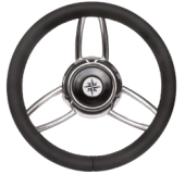 Allpa 3-Spoke Wheel 'Type 27B' Stainless Steel With Black Vinyl Rim, Ø350mm, Depth 60mm