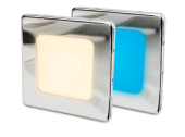 Hella Marine 2JA-958-340-691 - EuroLED 95 Square Down Light, Dual Colour (Warm White/Blue) Screw Mounting, with Stainless Trim